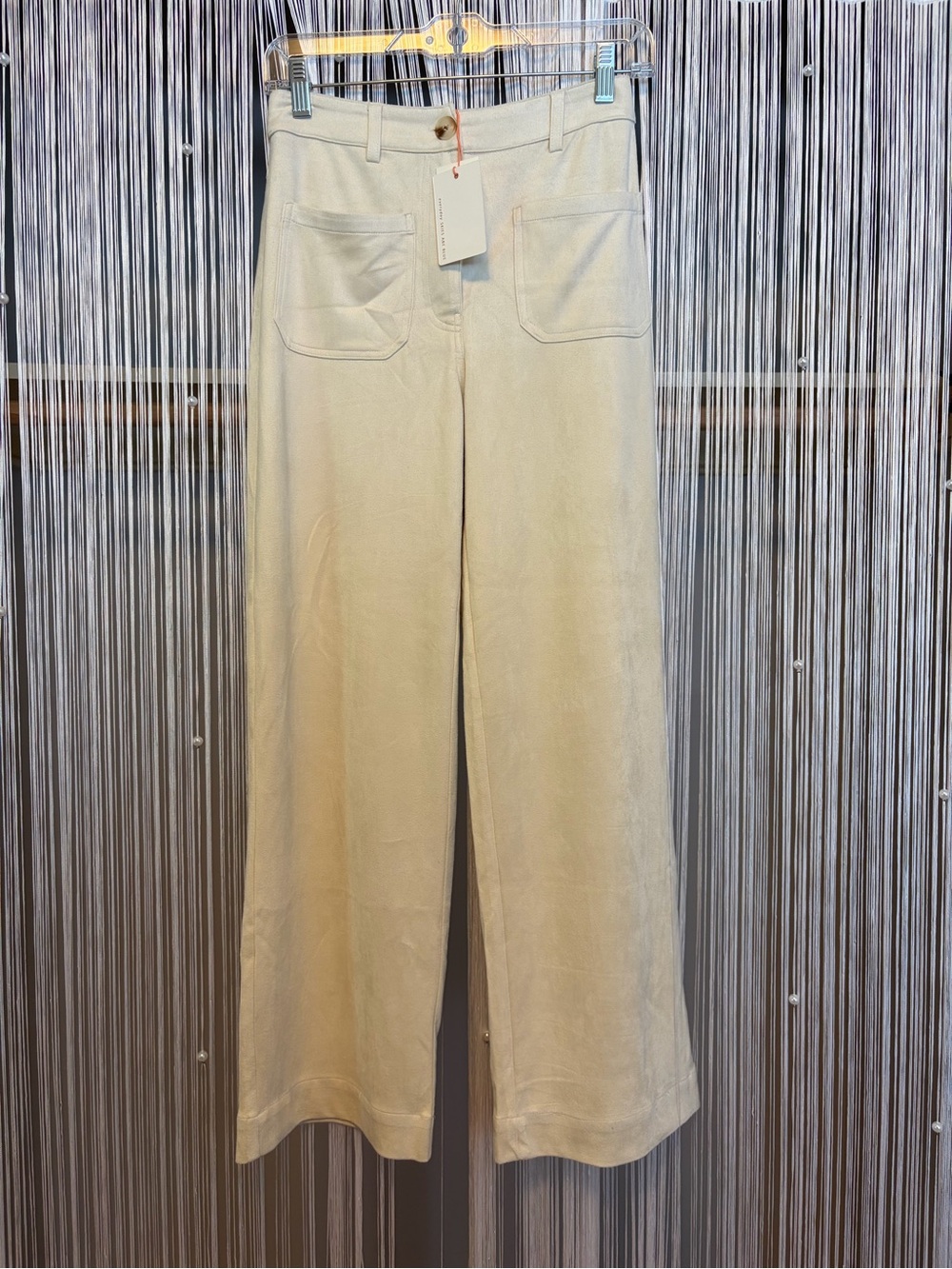 Skies are Blue Women’s Wide-Leg Cream Faux Suede Pants